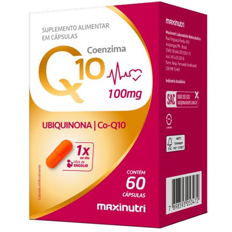 coenzima q10 100mg com 60 cápsulas maxinutri
