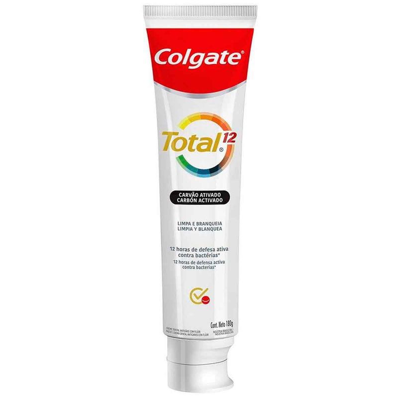 creme dental colgate total 12 carvão ativado 180g