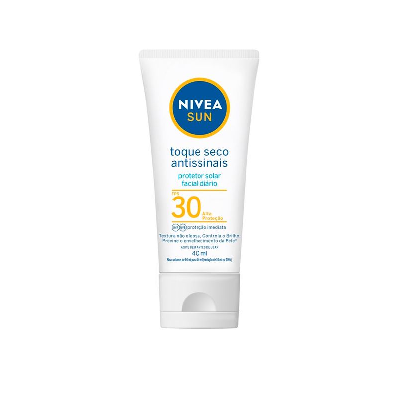 protetor solar facial nivea sun toque seco antissinais fps 30 40ml