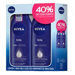kit loção deo-hidratante nivea body milk 2 unidades 400ml cada