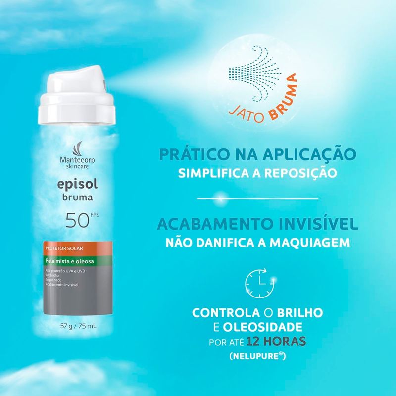 protetor solar facial episol spray bruma fps50 75ml