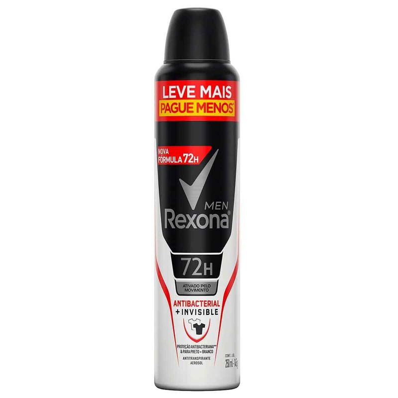 desodorante aerosol rexona antibacterial invisible 250ml
