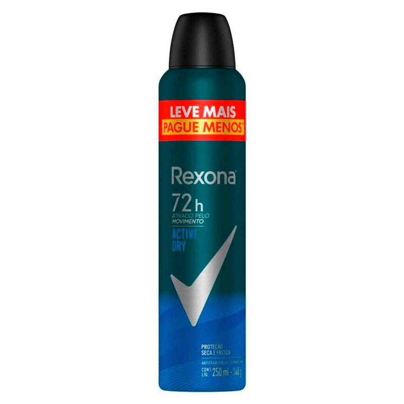 desodorante aerosol rexona antitranspirante active dry 72h 250ml