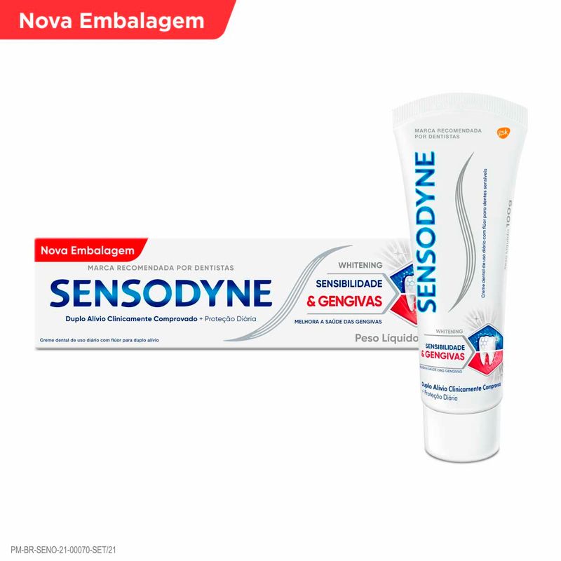 creme dental sensodyne sensibilidade & gengivas whitening 100g