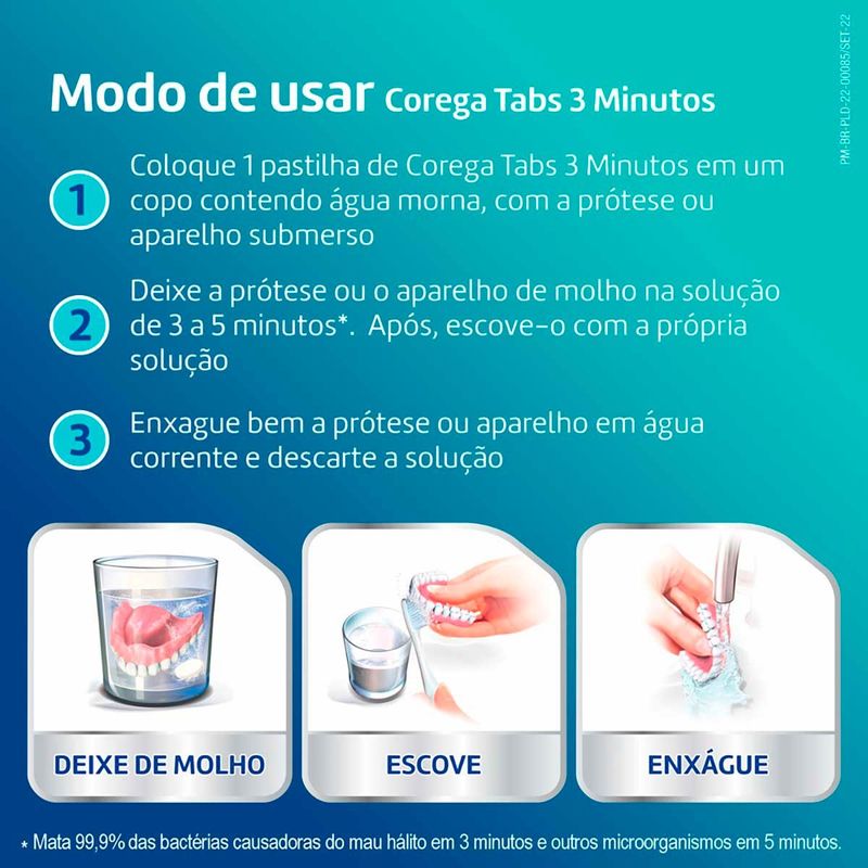 corega tabs pastilhas para limpeza de dentadura 6 unidades