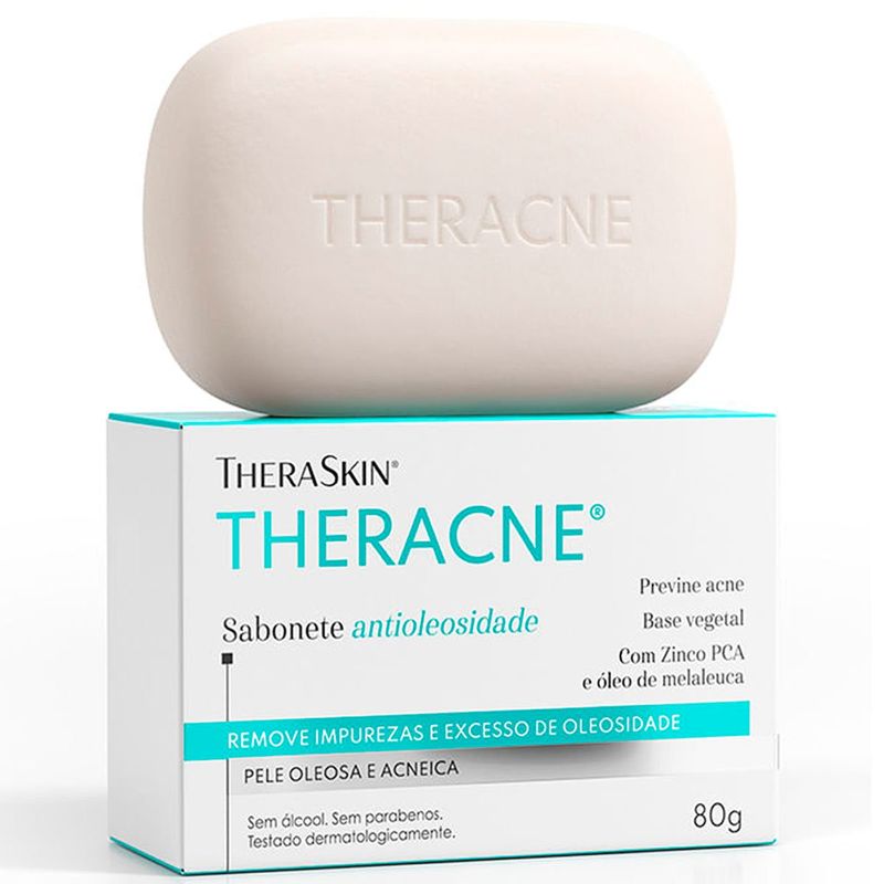 sabonete antioleosidade theraskin theracne para pele oleosa e acneica 80g