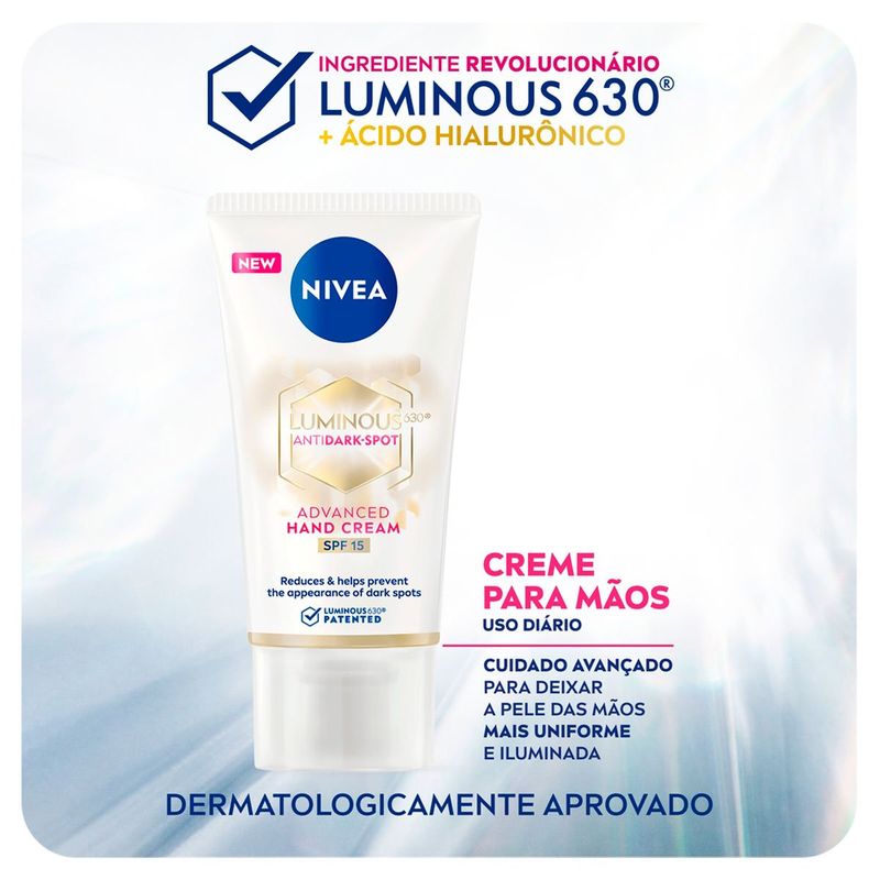 creme hidratante para mãos nivea luminous 630 fps15 50g