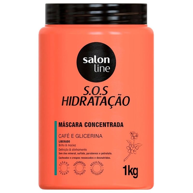 máscara s.o.s hidratação salon line café e glicerina 1kg