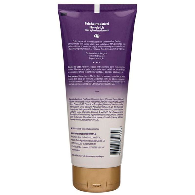 loção ultracremosa deo hidratante paixão irresistível flor de lis 200 ml