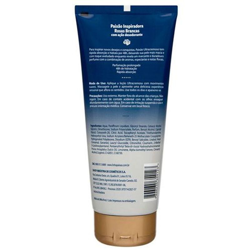 loção ultracremosa deo hidratante paixão rosas brancas 200 ml