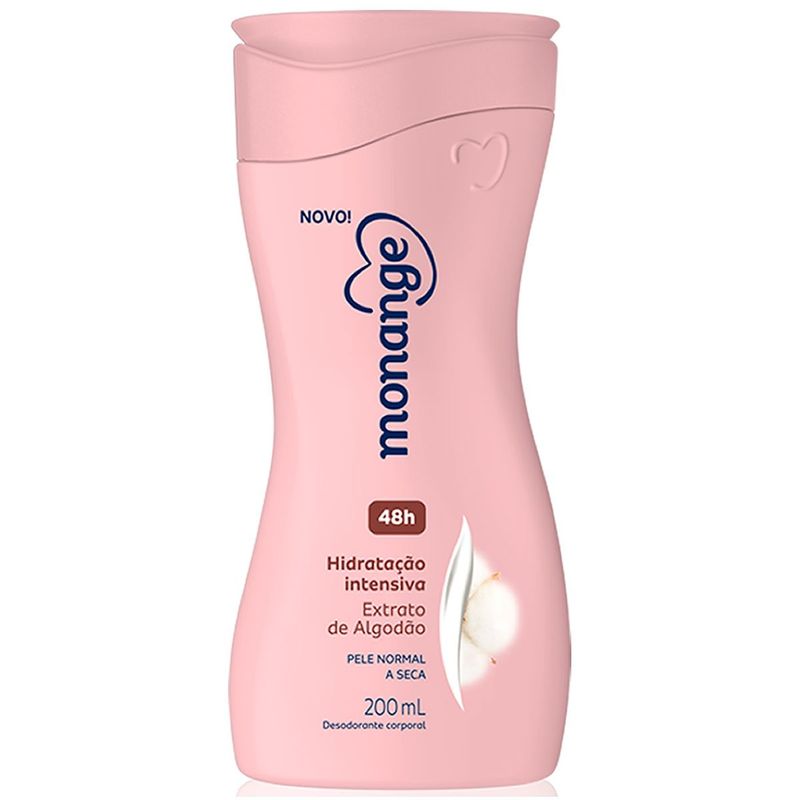 hidratante corporal monange extrato de algodão pele normal a seca 200 ml