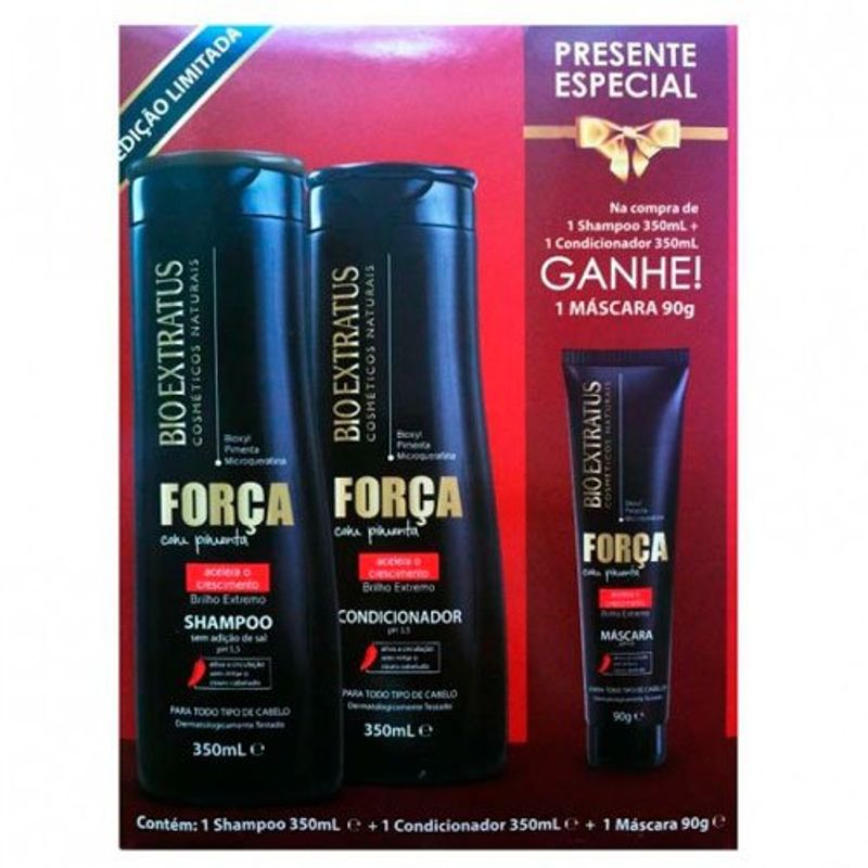 Kit Força com Pimenta Shampoo 350ml + Condicionador 350ml
