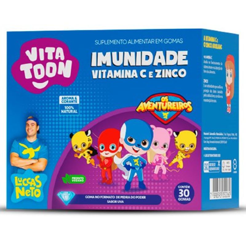vitatoon kids imunidade c + zinco 30 gomas sabor uva maxnutri