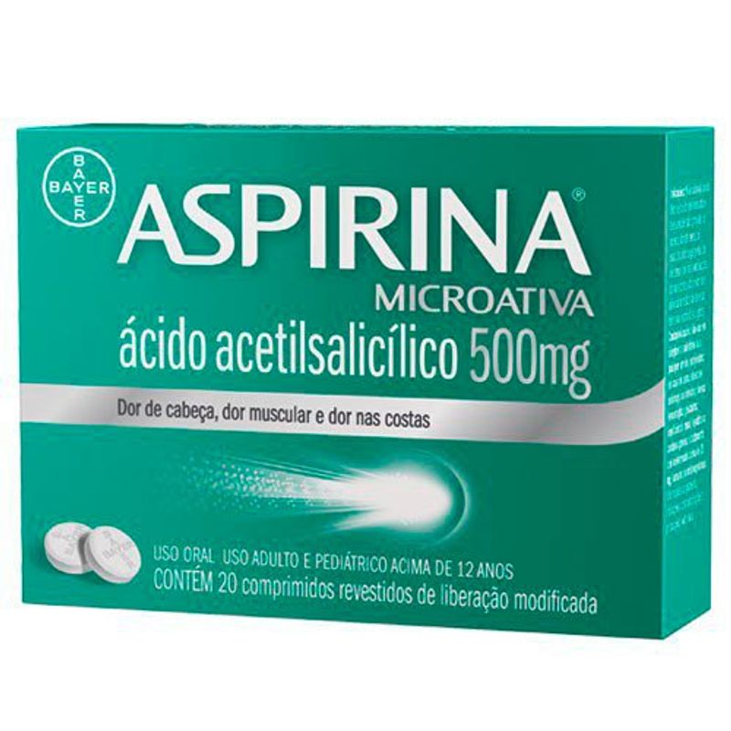 aspirina microativa 500mg 20 comprimidos de liberação modificada