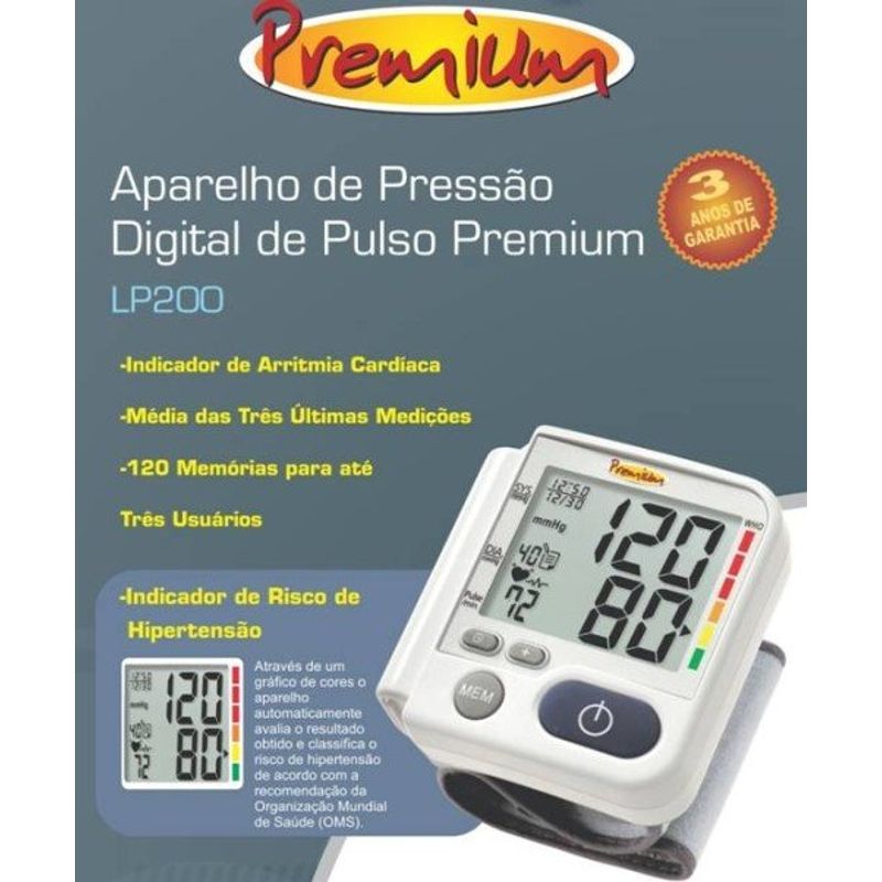 medidor de pressão g-tech premium pulso lp200 300g 02 pilhas aaa