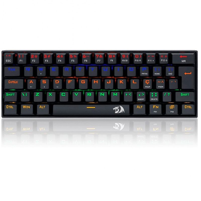 teclado mecânico redragon gamer lakshmi rainbow switch preto e marrom k606r
