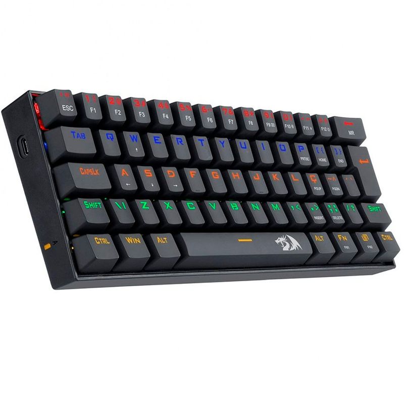 teclado mecânico redragon gamer lakshmi rainbow switch preto e marrom k606r
