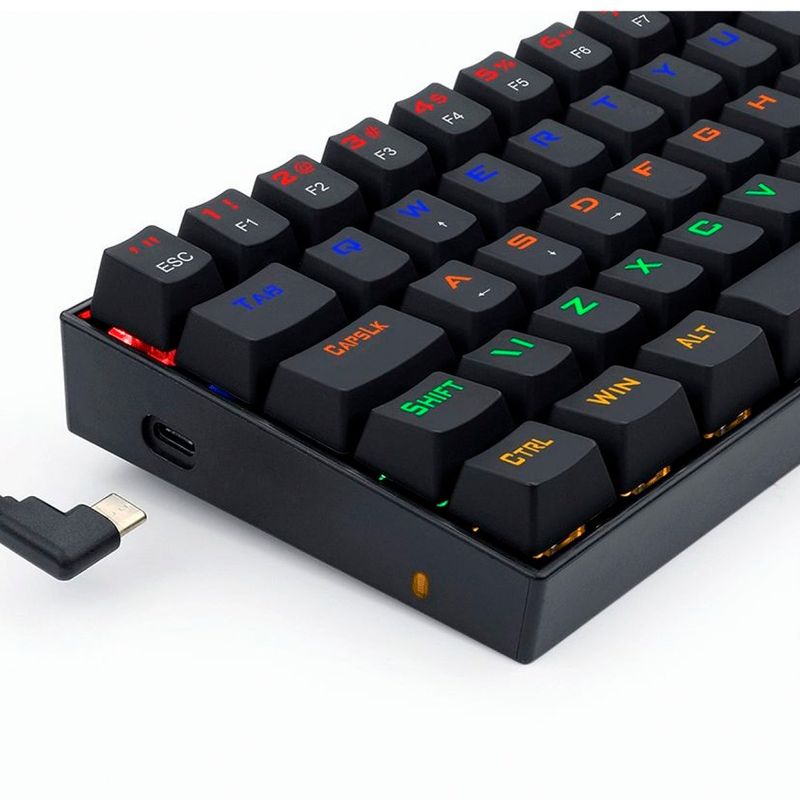 teclado mecânico redragon gamer lakshmi rainbow switch preto e marrom k606r