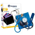 kit esfigmomanômetro estetoscópio e termômetro incoterm ka-100 azul (mp)