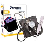 kit esfigmomanômetro estetoscópio e termômetro incoterm ka-100 preto (mp)
