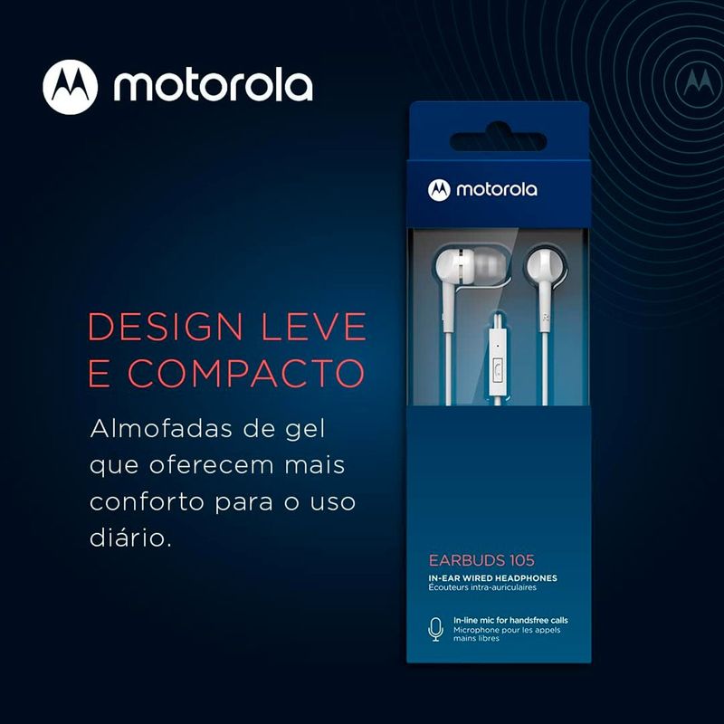 fone de ouvido motorola earbuds 105 branco