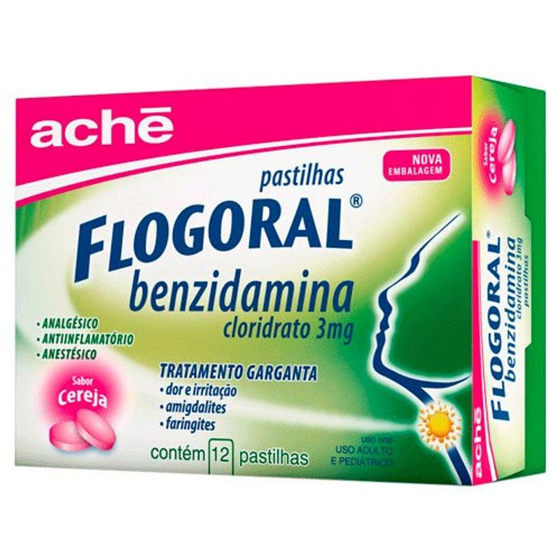 flogoral 12 pastilhas sabor cereja
