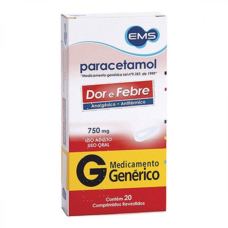 paracetamol 750mg 20 comprimidos ems genérico