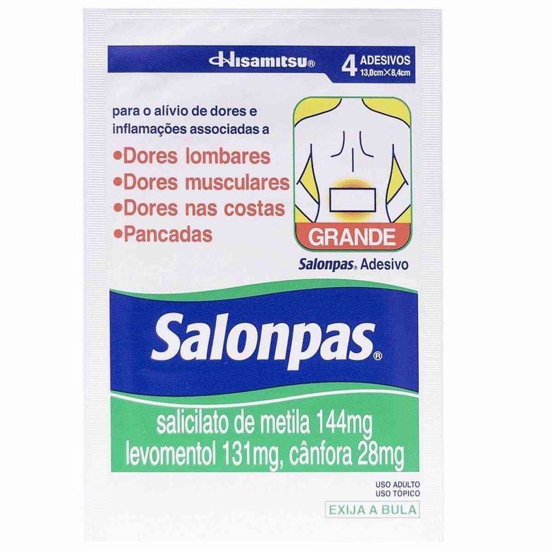 salonpas 4 adesivos transdérmicos grandes hisamitsu referência