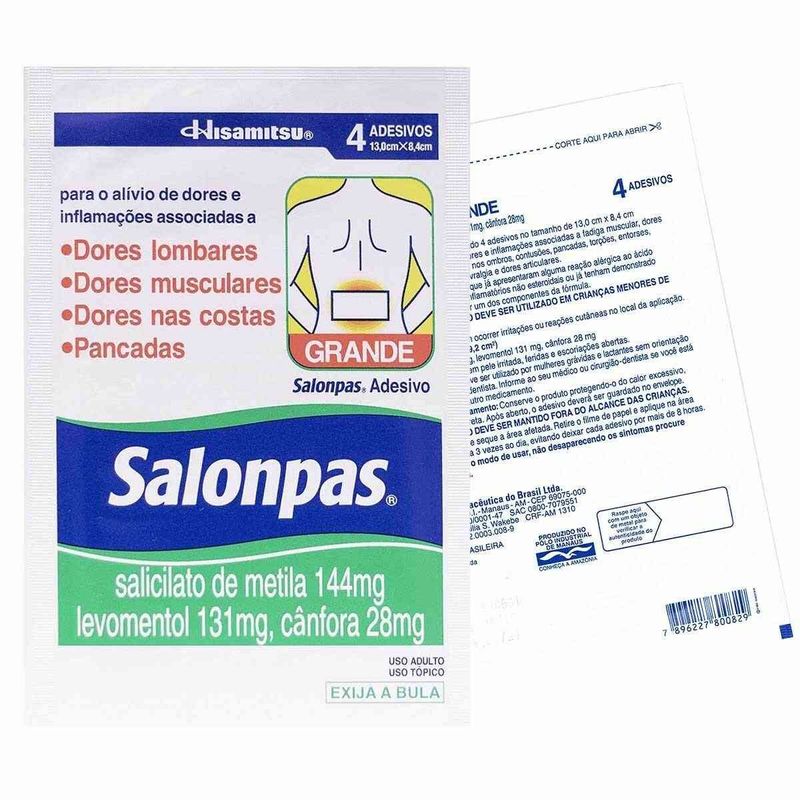 salonpas 4 adesivos transdérmicos grandes hisamitsu referência