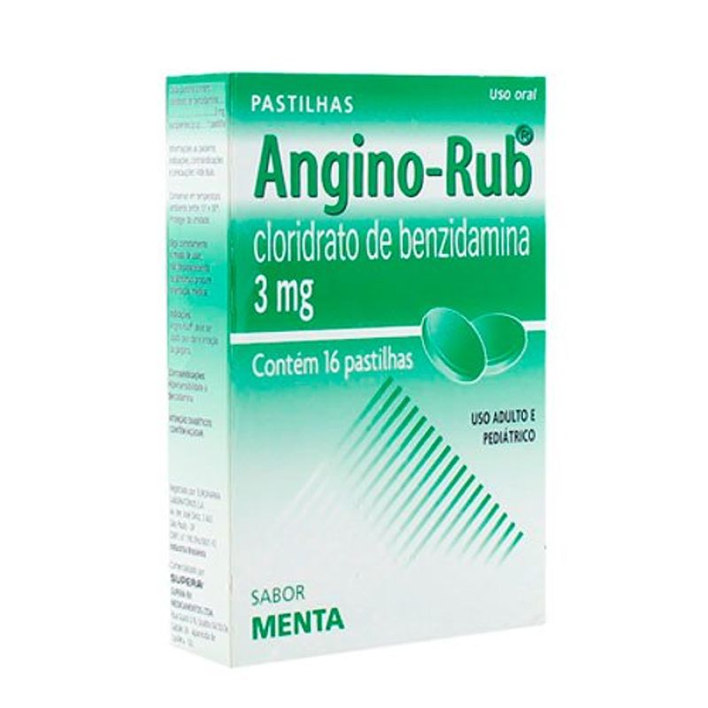 angino rub 3mg 16 pastilhas sabor menta