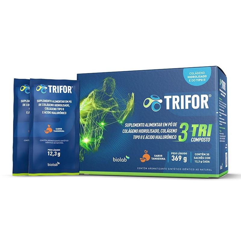 trifor 30 sachês 12,3g peptideos de colageno+ácido hialuronico biolab
