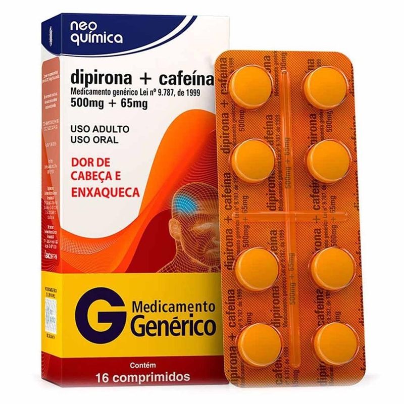 dipirona sódica 500mg +cafeína 65mg 16 comprimidos neo química genérico