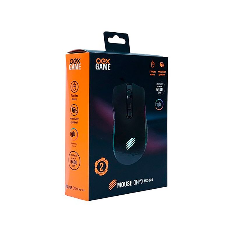 Mouse Gamer OEX Onix 7 Botões Preto MS324