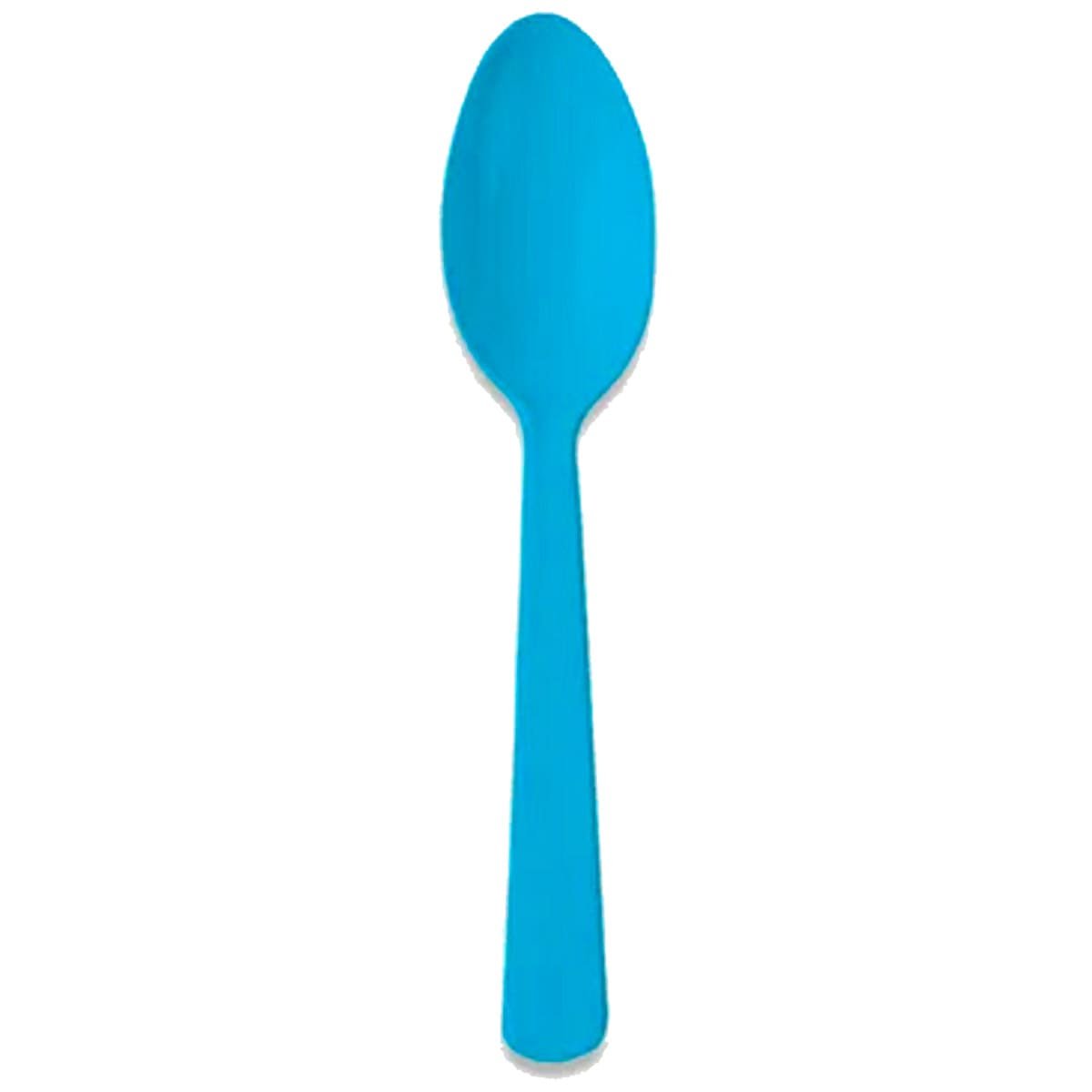 Encontraproduto.com.br - Colher Happy Line azul claro 15cm - 10 unidades SilverFestas