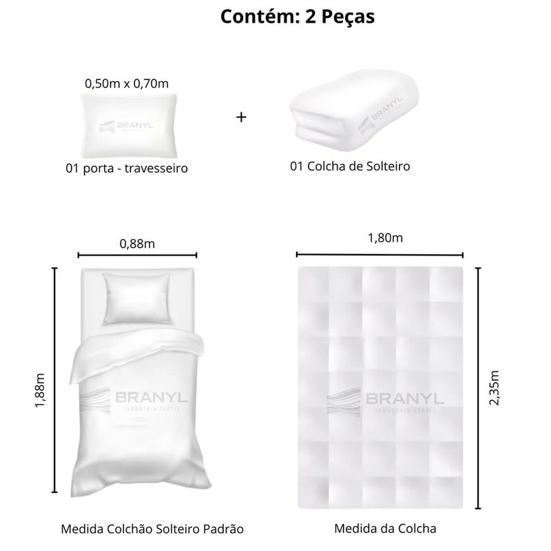 kit colcha solteiro branyl 2 peças imperial bege 180x235cm (mp)