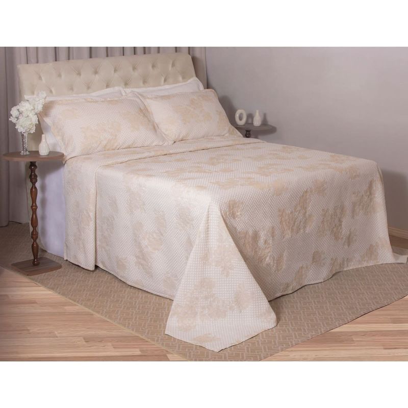 kit colcha queen branyl 3 peças dalia bege 235x260cm (mp)