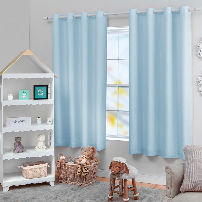 cortina branyl arco voil liso com forro 180x280cm azul (mp)