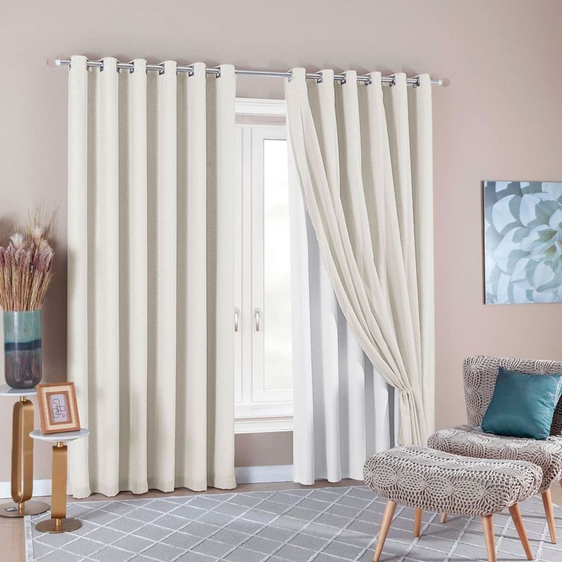 cortina branyl desirée voil trabalhado com forro 250x380cm marfim (mp)