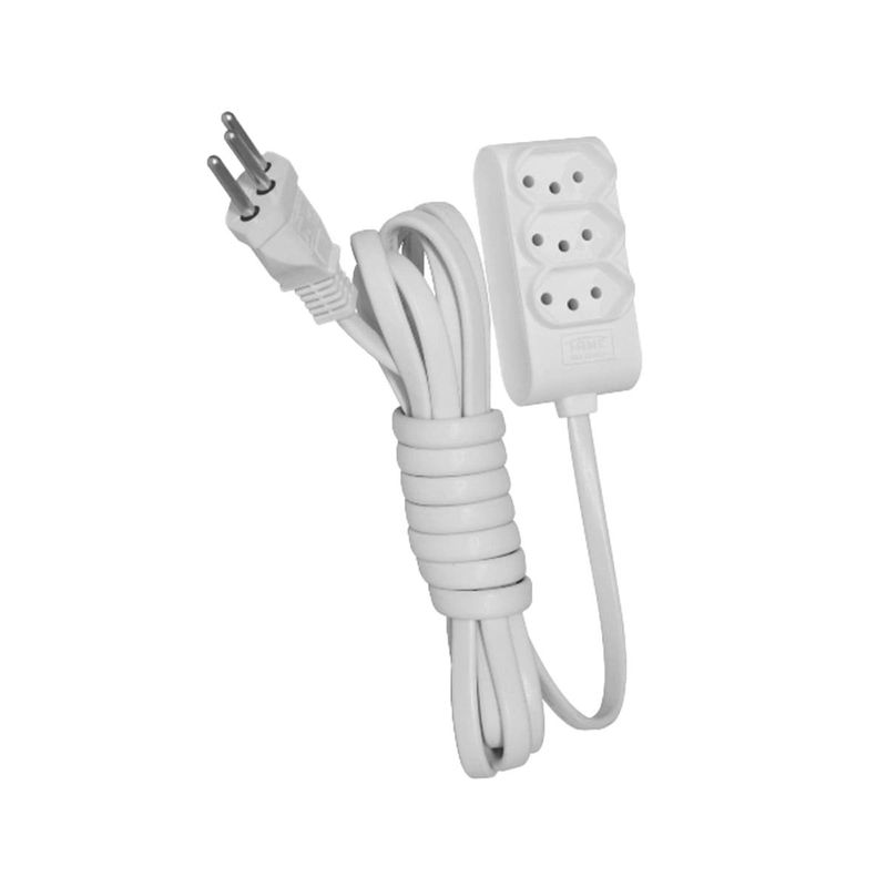 extensão fame 2p+t 3 tomadas 1,5m 10a/250v branco (mp)