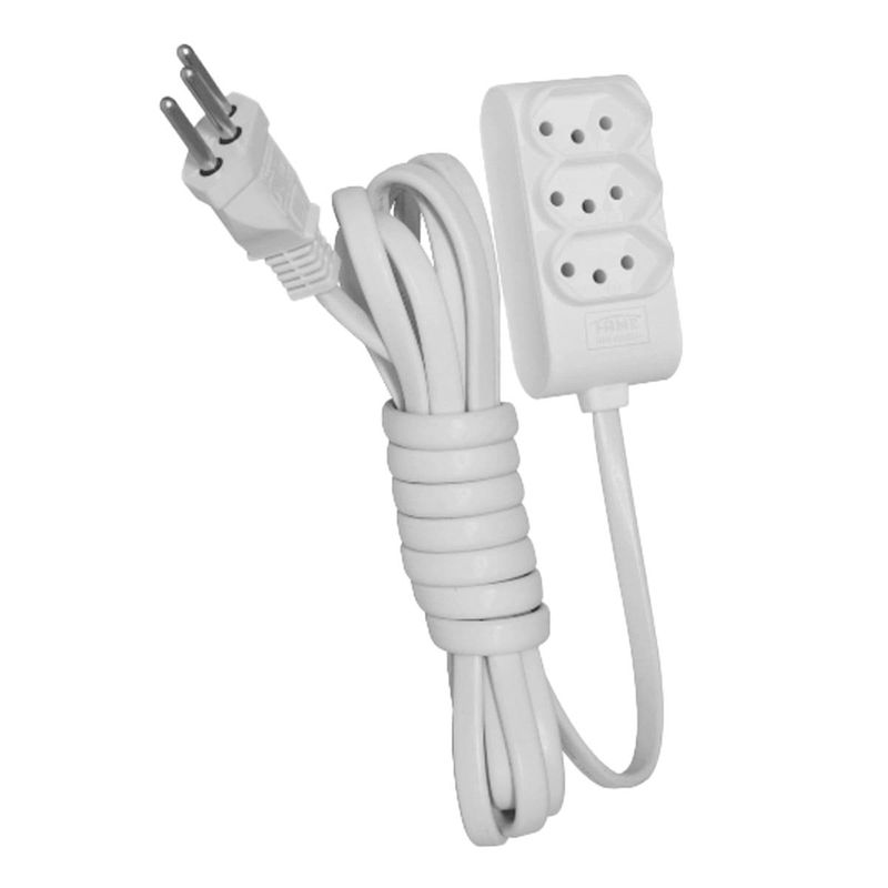 extensão fame 2p+t 3 tomadas 3m 10a/250v branco (mp)