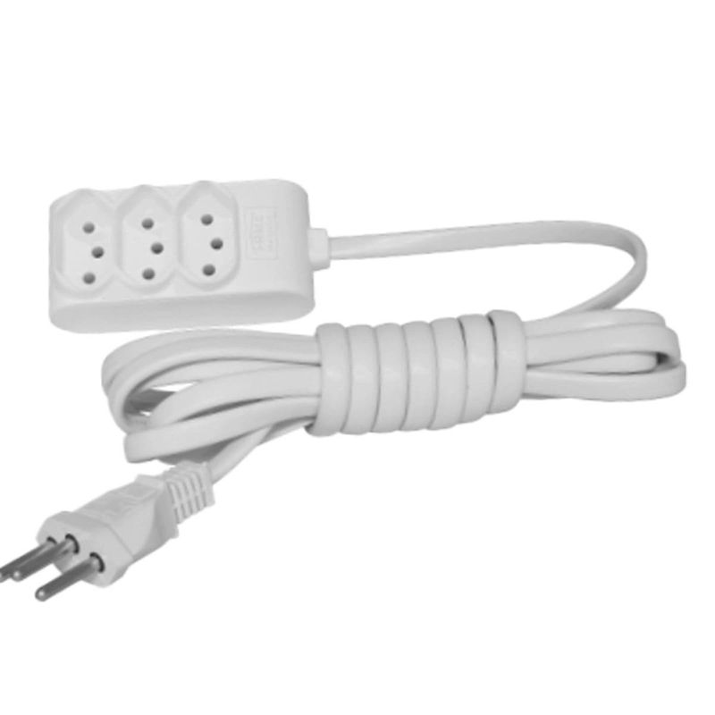 extensão fame 2p+t 3 tomadas 3m 10a/250v branco (mp)