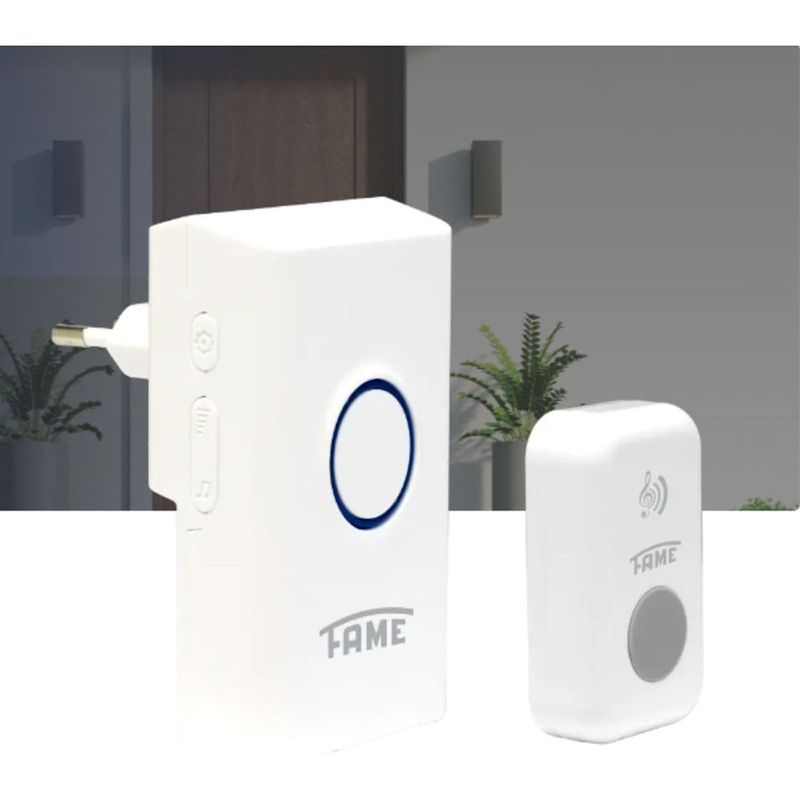 campainha musical fame sem fio com bateria bivolt branco (mp)