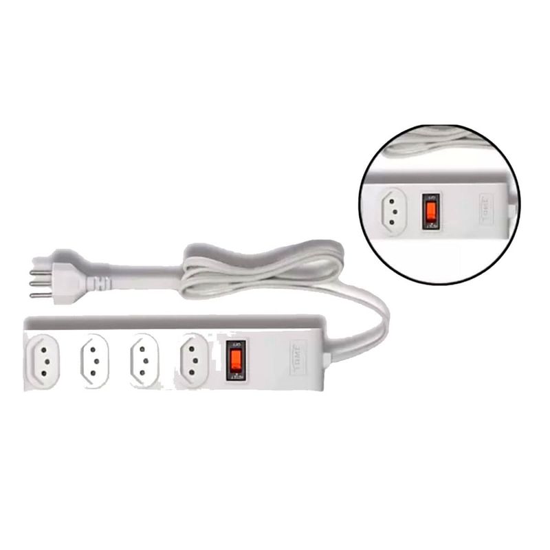 protetor eletrônico fame com 4 tomadas cabo 1m branco (mp)
