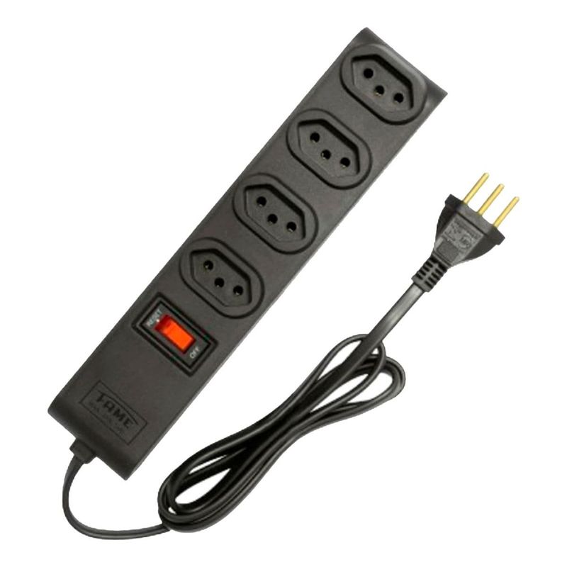 protetor eletrônico fame com 4 tomadas cabo 1m preto (mp)