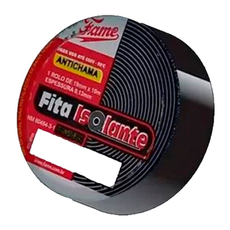 fita isolante fame antichama 19mmx10m preta (mp)