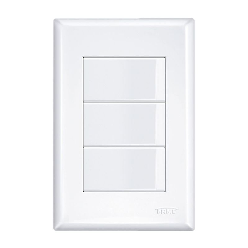 interruptor fame triplo simples com placa 16a/250v evidence 2907 branco (mp)