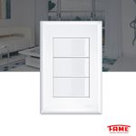 interruptor fame triplo simples com placa 16a/250v evidence 2907 branco (mp)