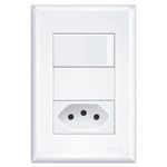 interruptor simples fame 16a/250w com uma tomada 2p+t10a/250w evidence branco 3889 (mp)