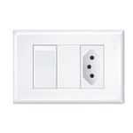 interruptor simples fame 16a/250w com uma tomada 2p+t10a/250w evidence branco 3889 (mp)