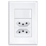 interruptor simples fame 16a/250w com tomada dupla 2p+t20a/250w evidence branco 3534 (mp)